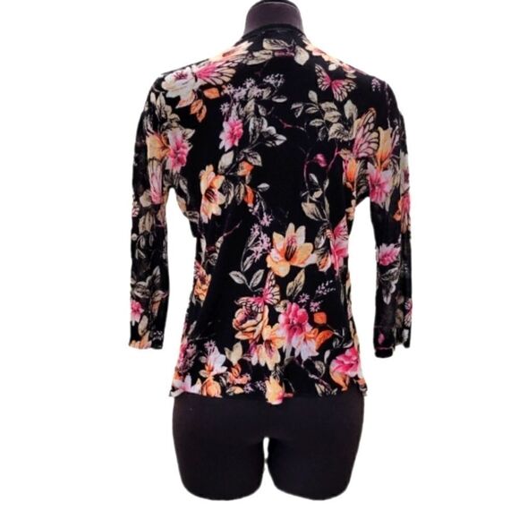 EC CHICO'S BUTTERFLY GARDEN OPEN CARDIGAN SZ S - Picture 3 of 5